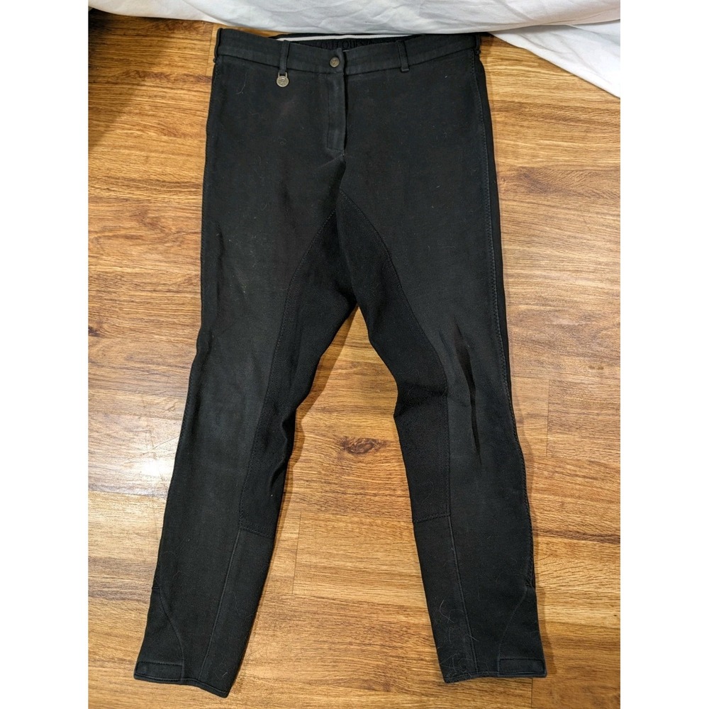 On Course Riding Breeches Pants Women 28 Long Black Equestrian Cotton Knee Patch